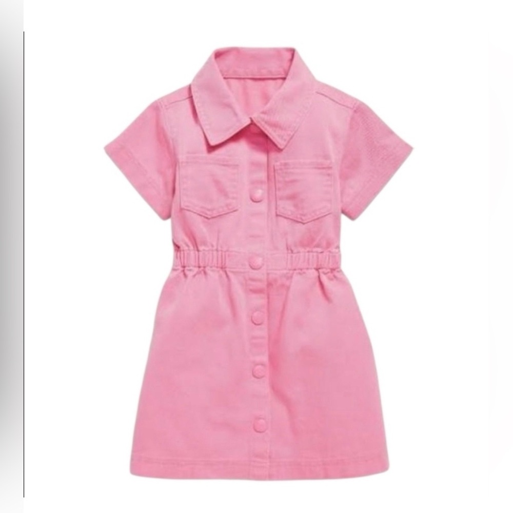 Short-Sleeve Cinched-Waist Twill Dress for Toddler Girl size 3T